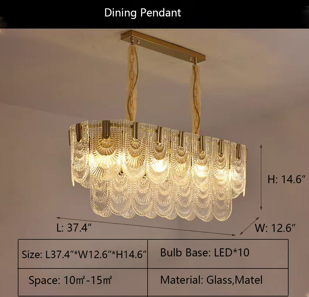 Nordic Light Luxury Patterned Glass Pendant Chandelier Suit for Living/Dining Room/Bedroom