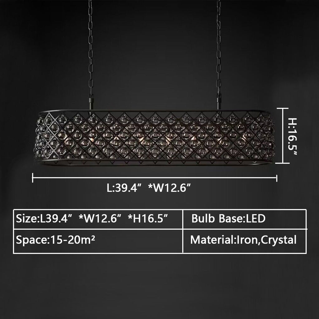 Post-modern Raindrop Crystal Chandelier Rectangle/Round Light Fixture for Living Room/Dining Table