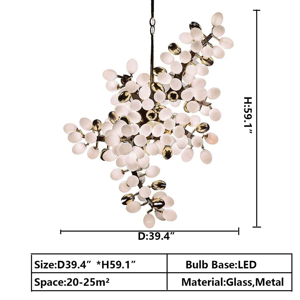 Light Luxury Nordic Creative Art Designer Pure White Grape Chandelier for Living/Dining Room Chandeliers Riviko