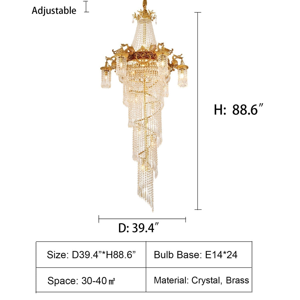 Riviko Grand Lumina Brass Crystal Chandelier - Background Shot