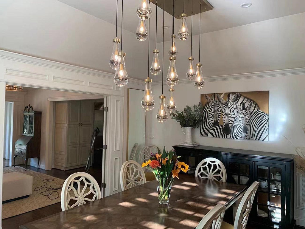 Soltaire Raindrop Glass Linear Chandelier 54"