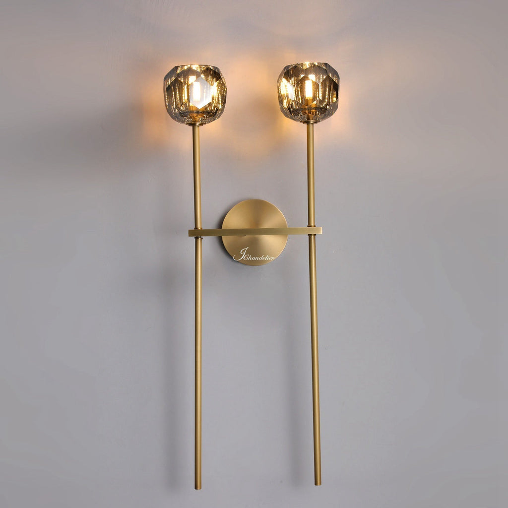 Bille De Crystal Smoke Glass Double Grand Wall Sconce
