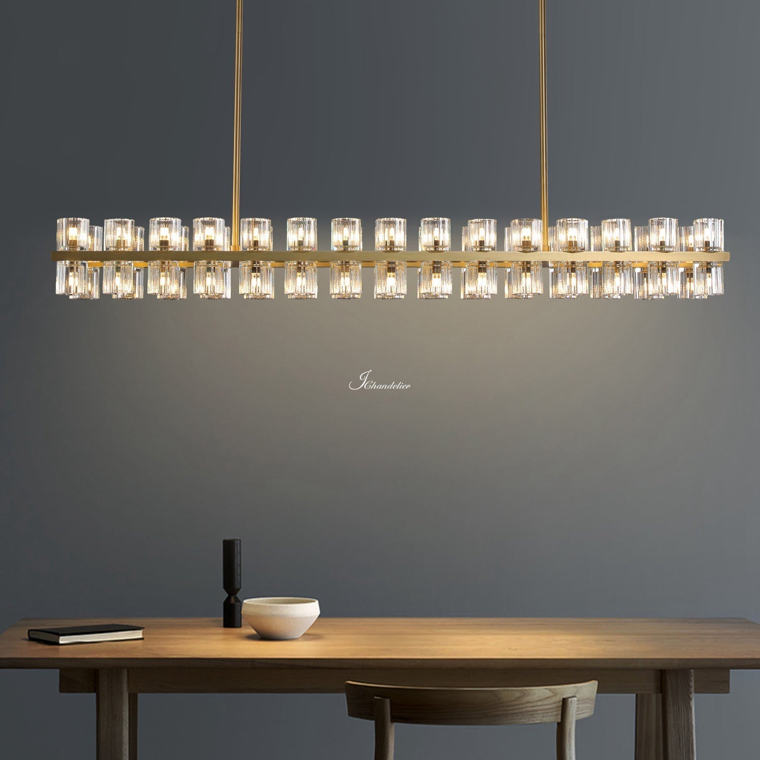Arcachen Crystal Rectangular Chandelier 54"