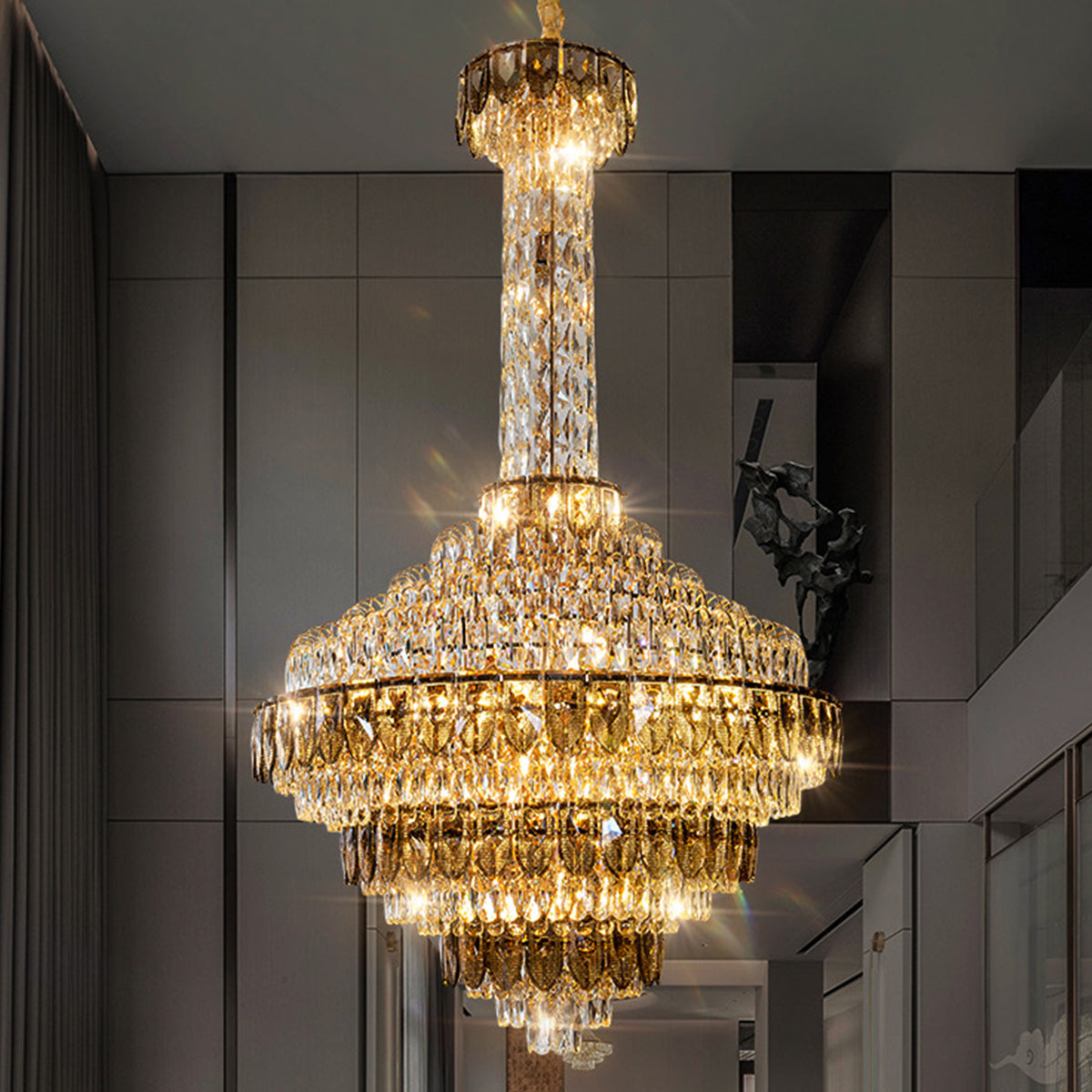 Riviko Grand Empire Tiered Crystal Chandelier - grand American estate foyer
