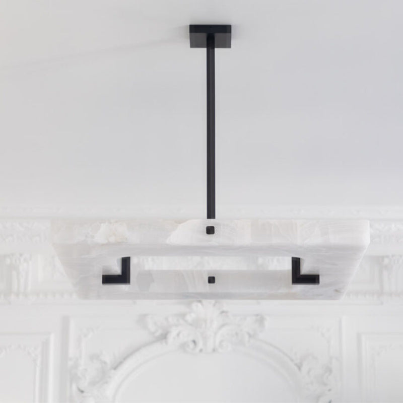 Maxine Modern Square Alabaster Living Room Chandelier Chandelier Riviko
