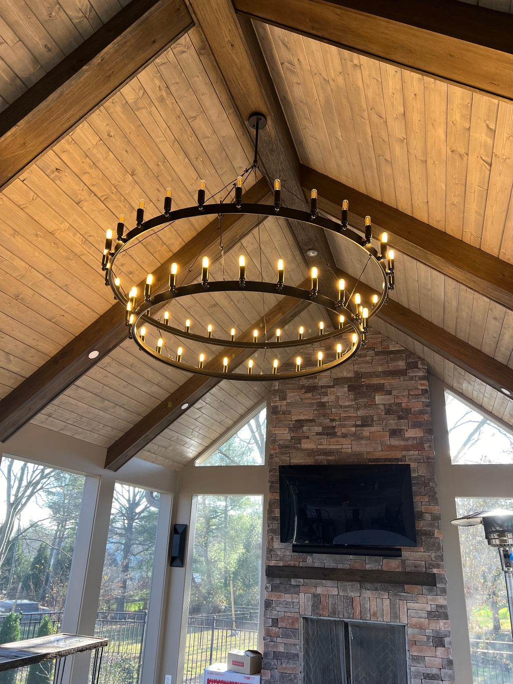 Celestine Vintage Filament Two-Tier Round Chandelier 71"