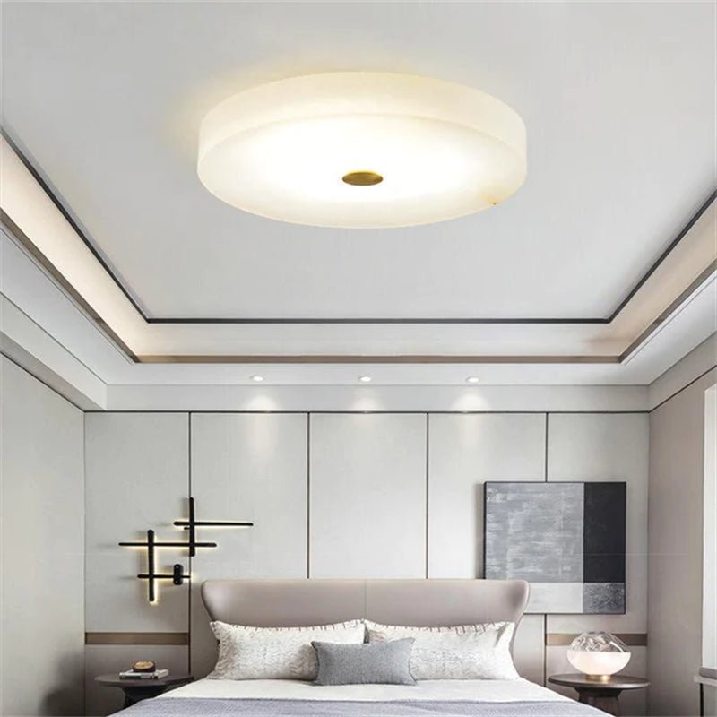 Kevin Apollo Modern Round Alabaster Flush Mounted chandelier Flush Mount Riviko