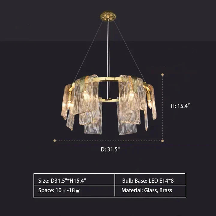 Light Luxury Irregular Glass Slice Chandelier Suit in Brass Finish for Living Room/ Ding Room/ Bedroom