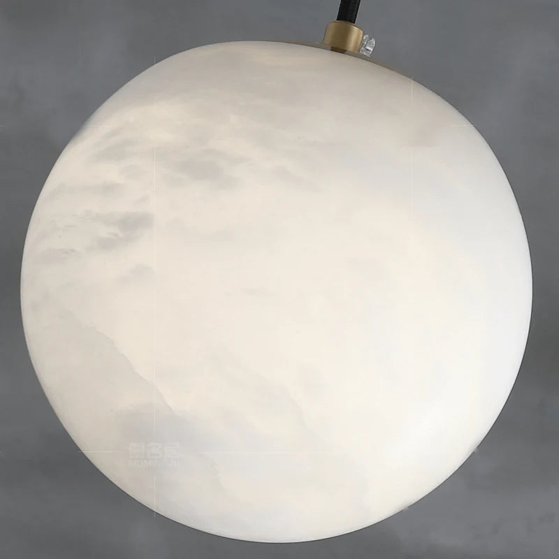 Kevin Hansa Alabaster Ball Pendant Light, Island Mini Pendant Light Riviko