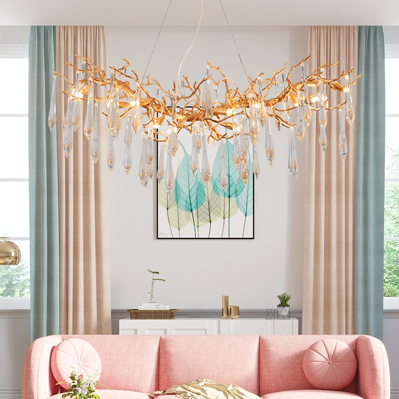 Riviko Verdant Canopy Brass Branch Chandelier - grand American estate foyer