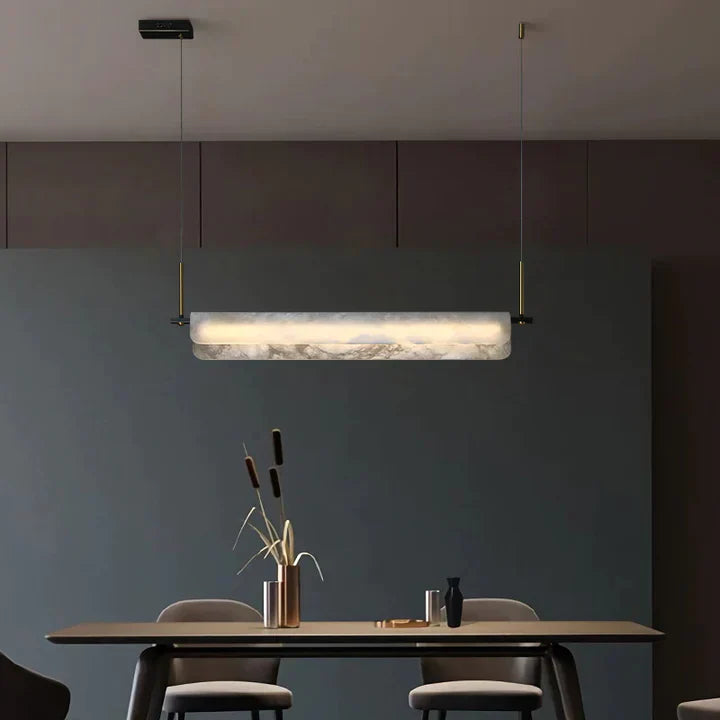 Modern Real Alabaster Chandelier, Linear Chandelier Over Dining Room Chandeliers Riviko