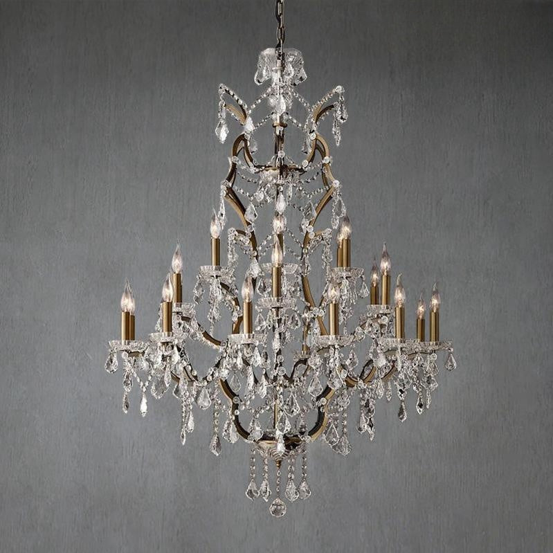 19th C. Rochelle Iron & Crystal Round Chandelier 40"