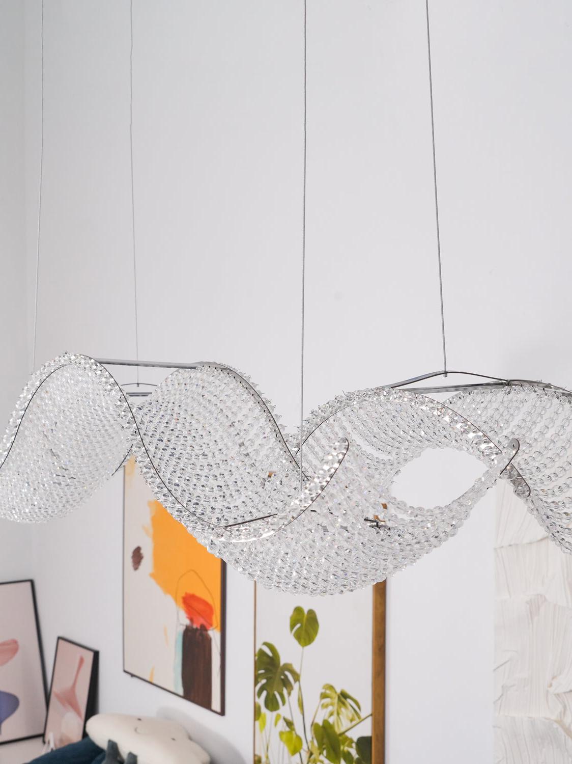 Modern Wavy Crystal Chandelier for Dining Room/Kitchen Island