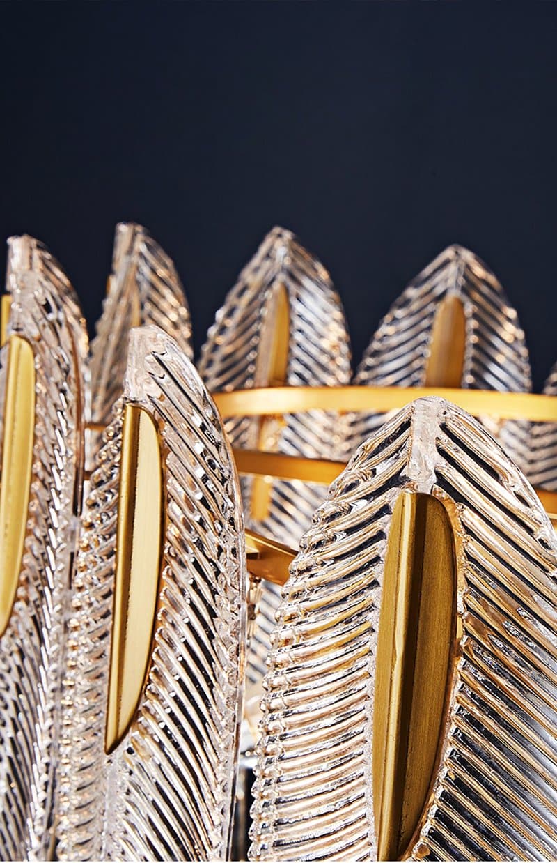 Postmodern luxury and full copper chandelier Three-tiered flake raindrop crystal