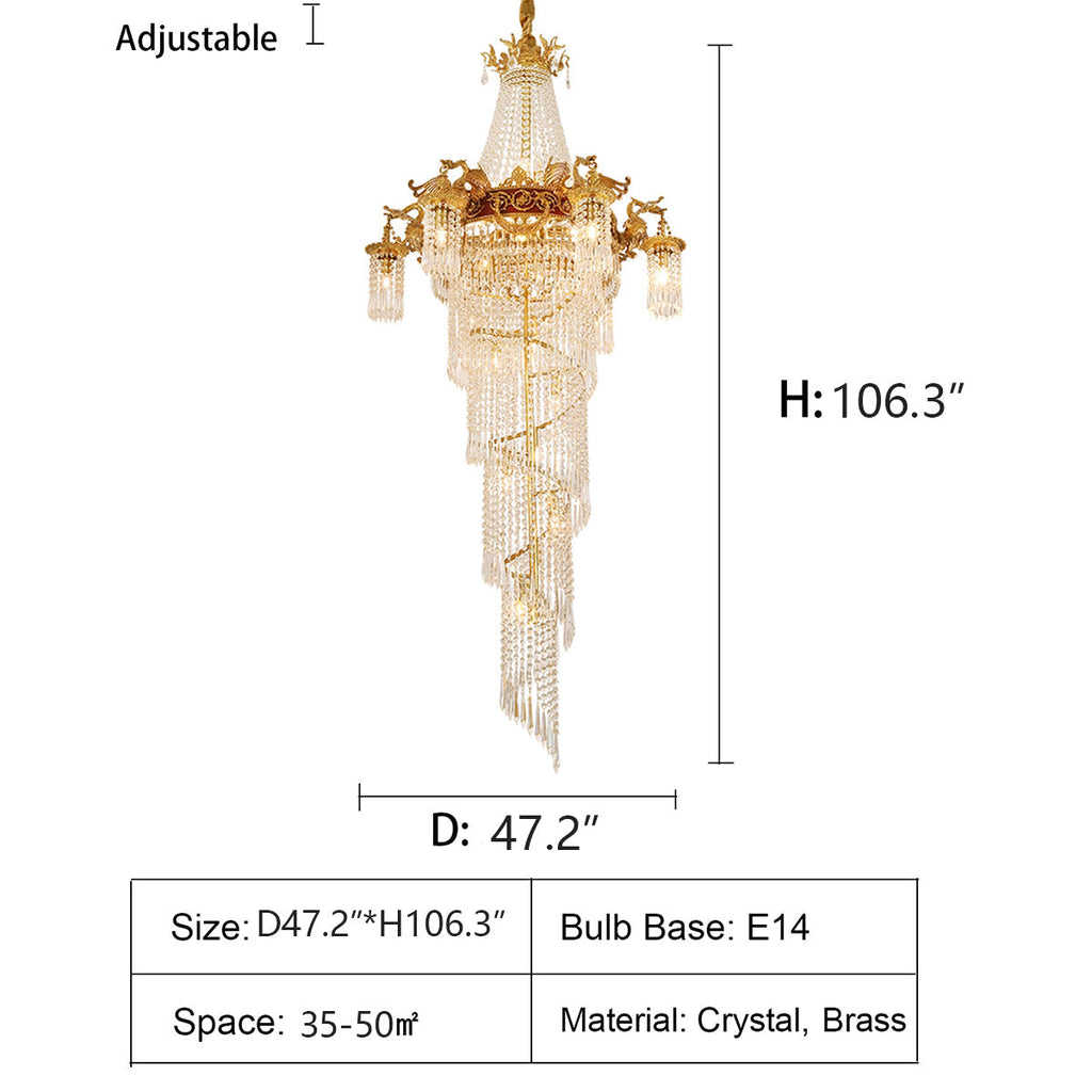 Riviko Grand Lumina Brass Crystal Chandelier - Background Shot