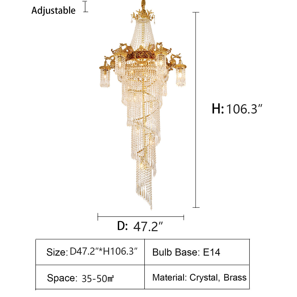 Riviko Grand Lumina Brass Crystal Chandelier - Background Shot