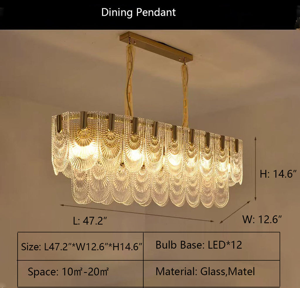 Nordic Light Luxury Patterned Glass Pendant Chandelier Suit for Living/Dining Room/Bedroom