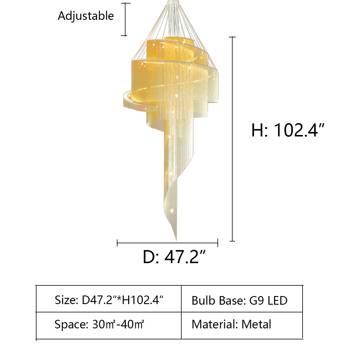 Extra Large Multi-layered Post-Modern Luxury Metal Chains Chandelier for High-ceiling Room