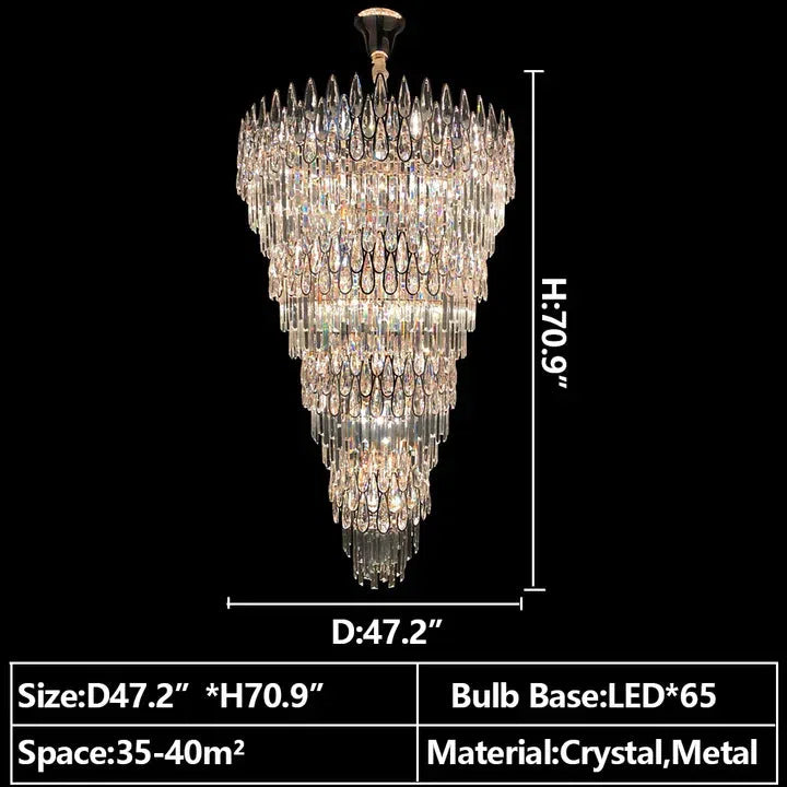 Riviko Grand Tiered Raindrop Crystal Chandelier - Background Shot