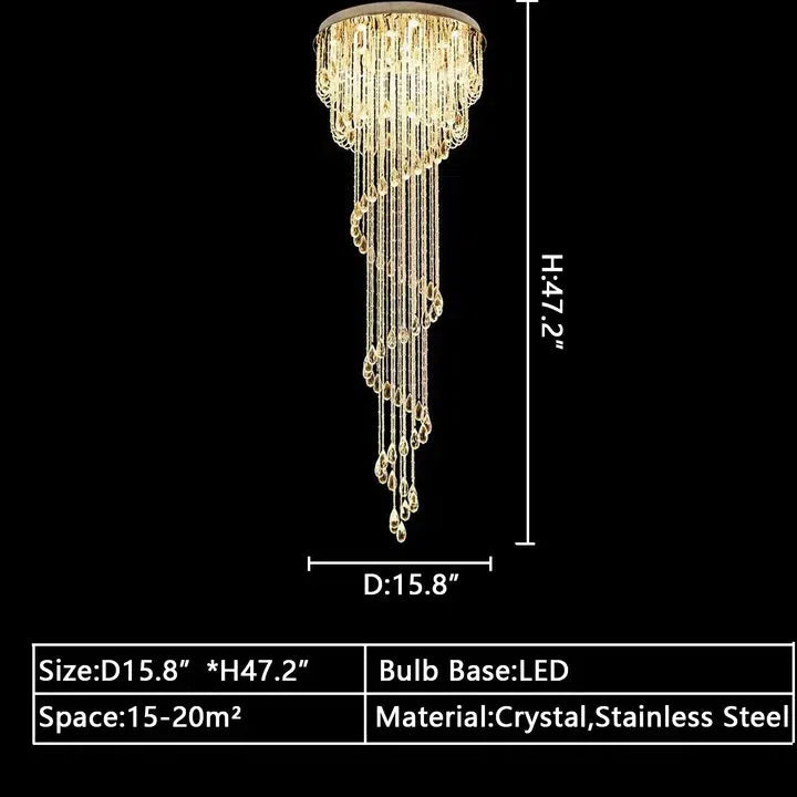 Riviko Grand Cascade Spiral Crystal Chandelier - Background Shot