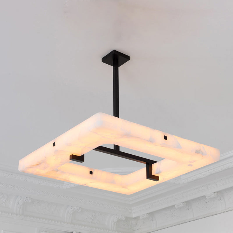 Maxine Modern Square Alabaster Living Room Chandelier Chandelier Riviko