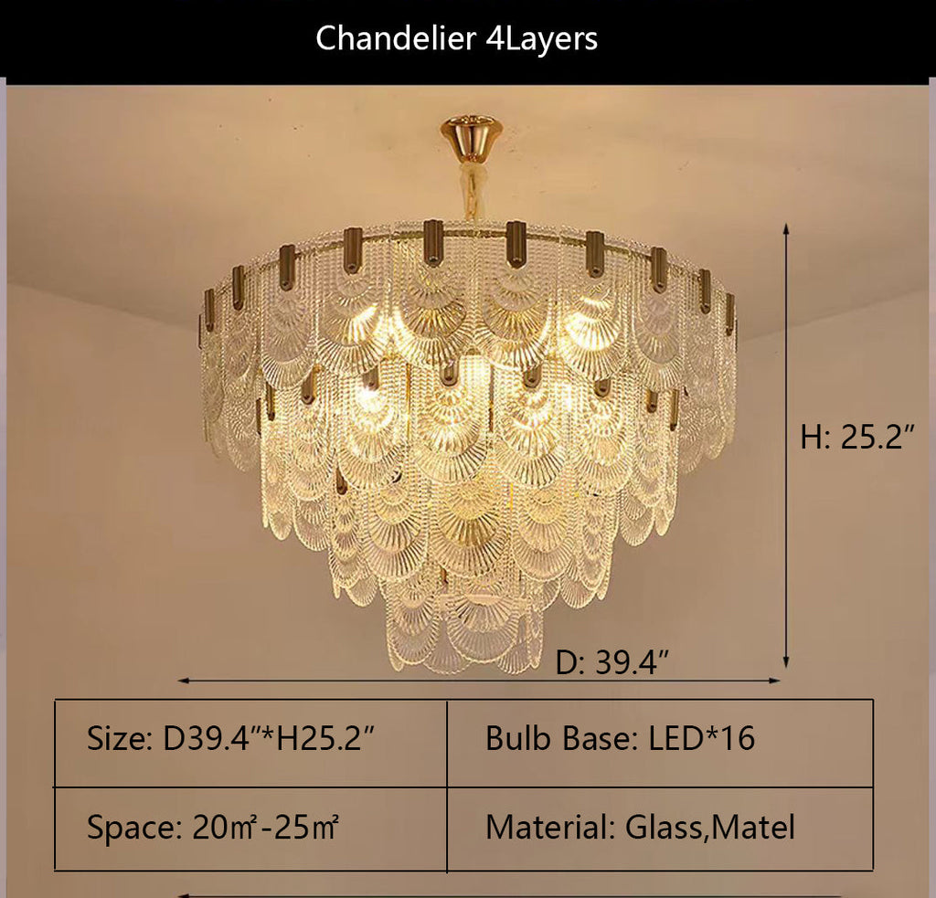 Nordic Light Luxury Patterned Glass Pendant Chandelier Suit for Living/Dining Room/Bedroom