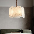 Alabaster Lorry Round Chandelier 20" 31" - Riviko