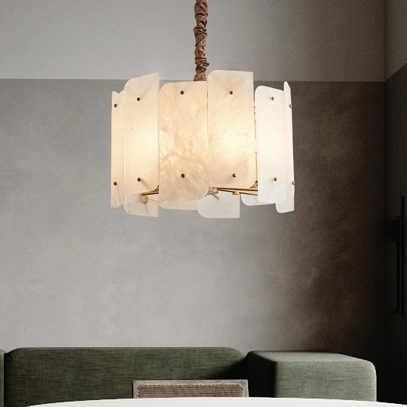 Alabaster Lorry Round Chandelier 20" 31" - Riviko