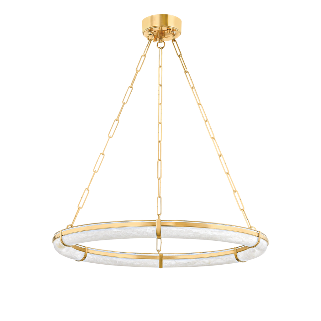 Riviko Alabaster Aura Ring Chandelier - American transitional great room with cathedral ceiling