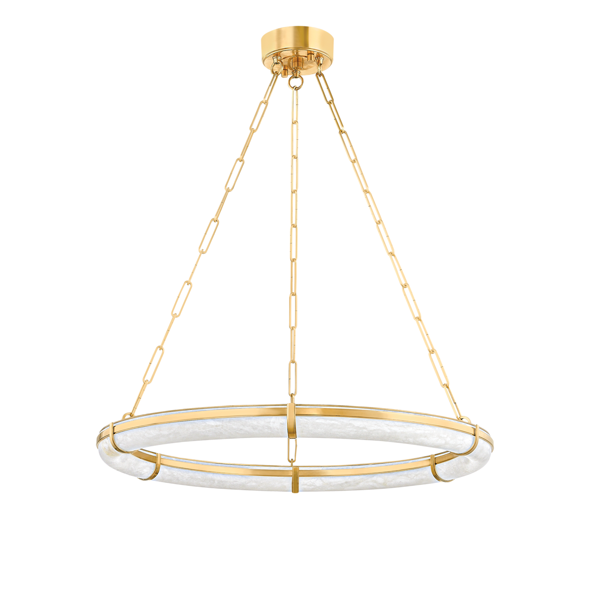 Riviko Alabaster Aura Ring Chandelier - American transitional great room with cathedral ceiling