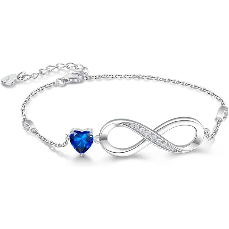 Women’s 925 Sterling Silver Infinity Heart Link Bracelet