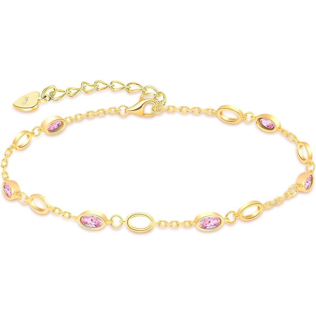 Women’s 925 Sterling Silver Gold-Plated Zircon Bracelet