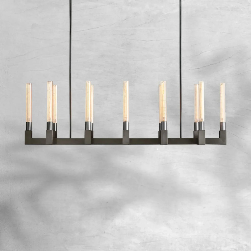 Cannel Glass Linear Chandelier 55"
