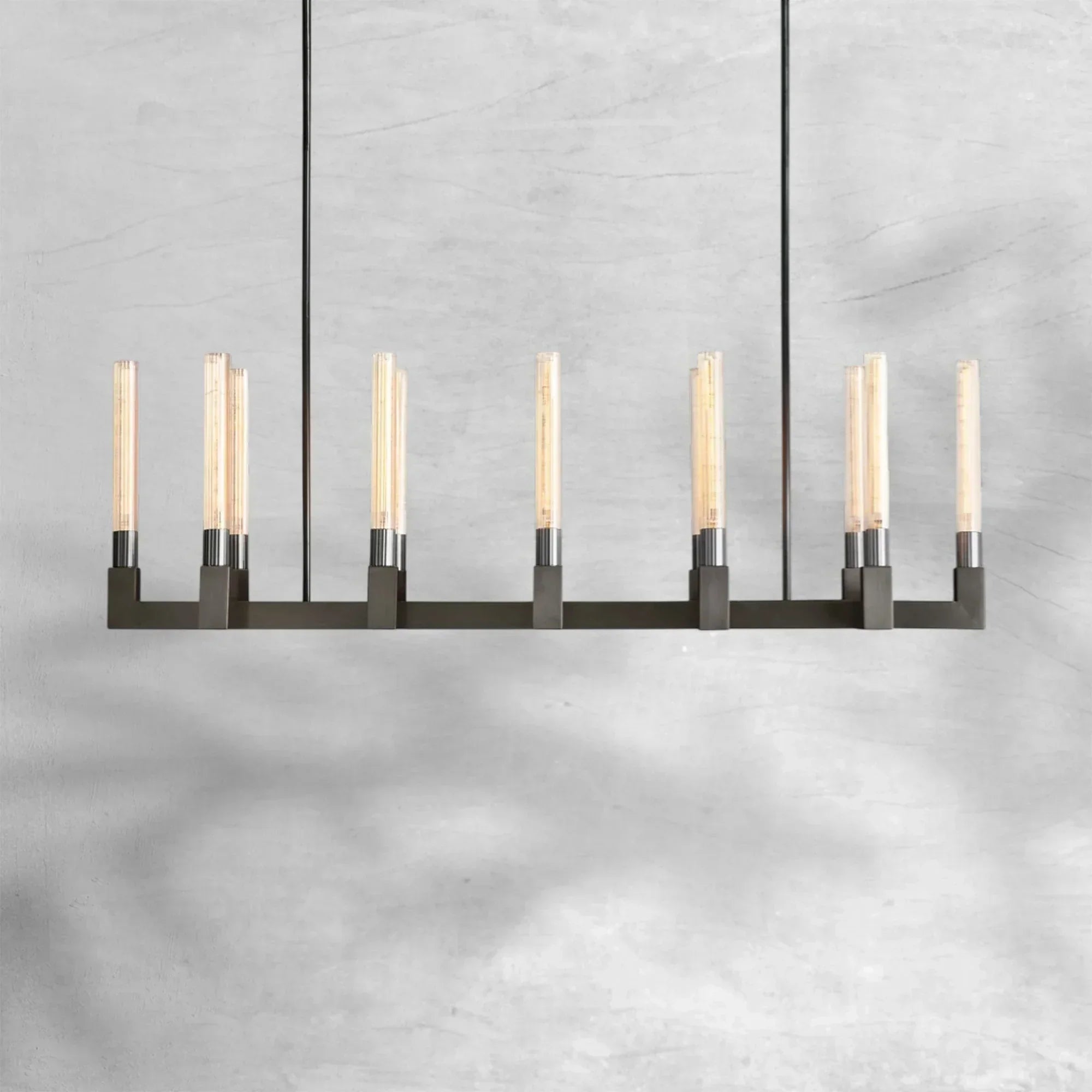 Cannel Glass Linear Chandelier 55"