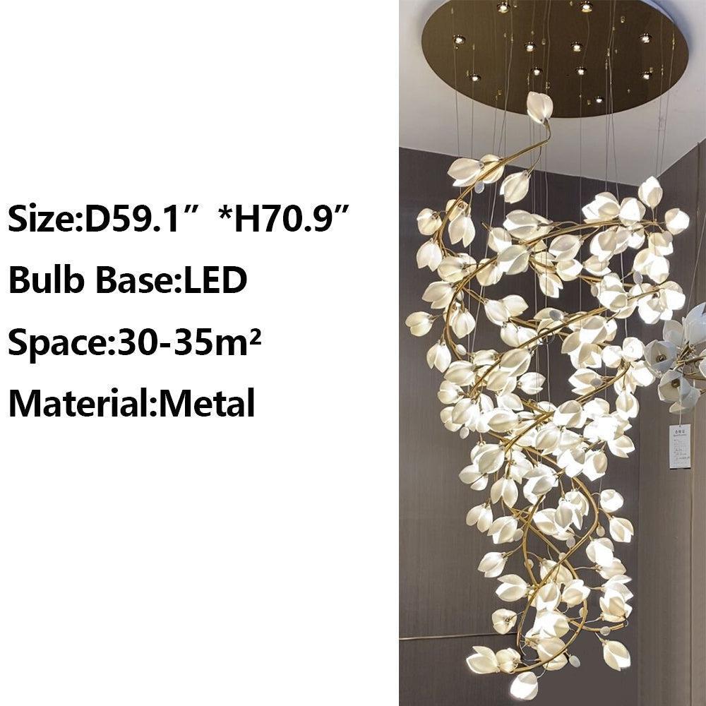 Riviko Magnolia Bloom Spiral LED Chandelier - Background Shot
