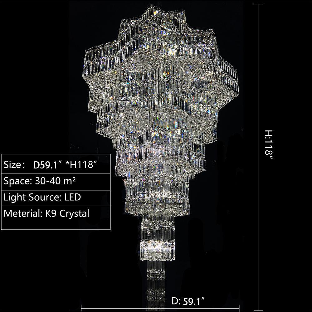 Luxury Plaza Multi-Tier Crystal Chandelier for High Ceilings/Hotel Hall / 2 Story Foyer - riviko