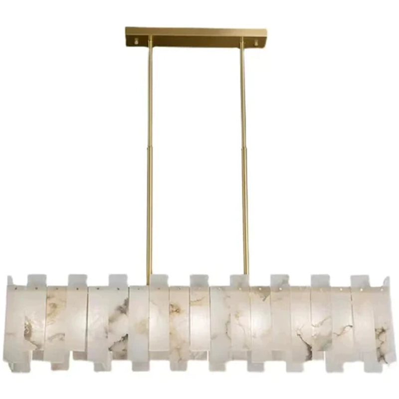 Jean Modern Marble Alabaster Linear Chandelier Over Dining Table chandelier Riviko