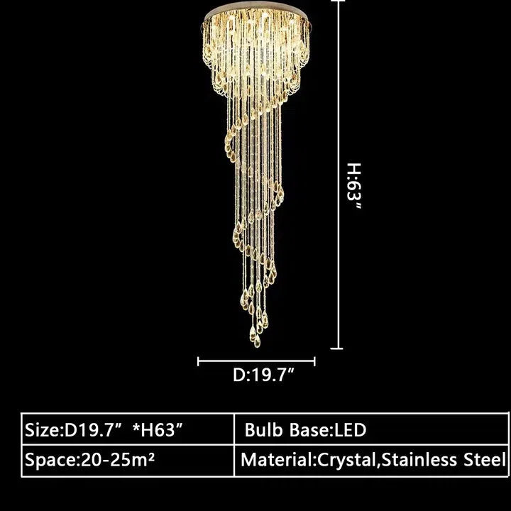 Riviko Grand Cascade Spiral Crystal Chandelier - Background Shot
