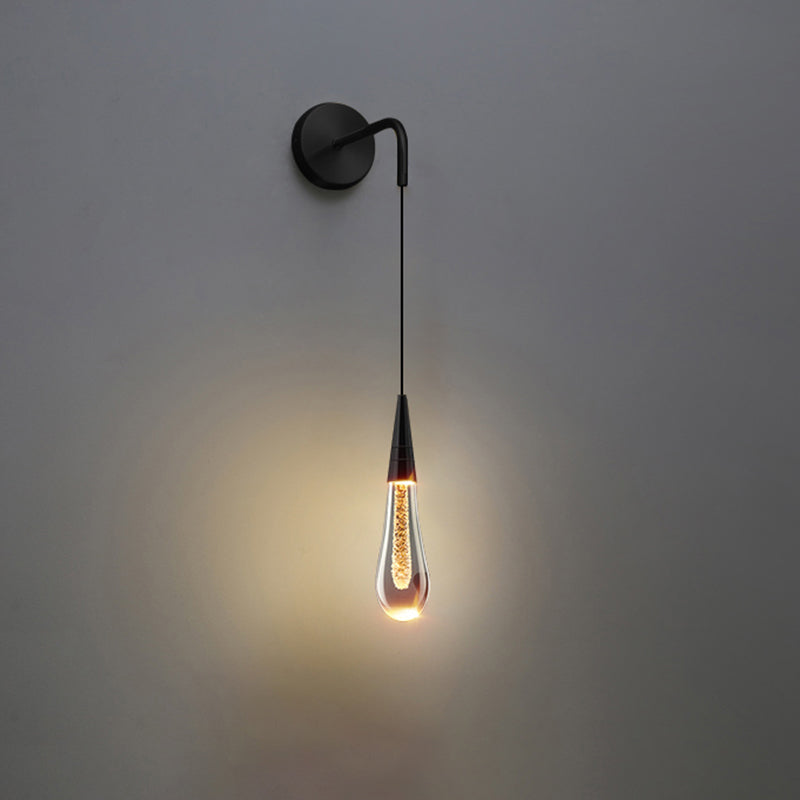 Raindrop Glass Solitaire Crystal Elegance Wall Sconce