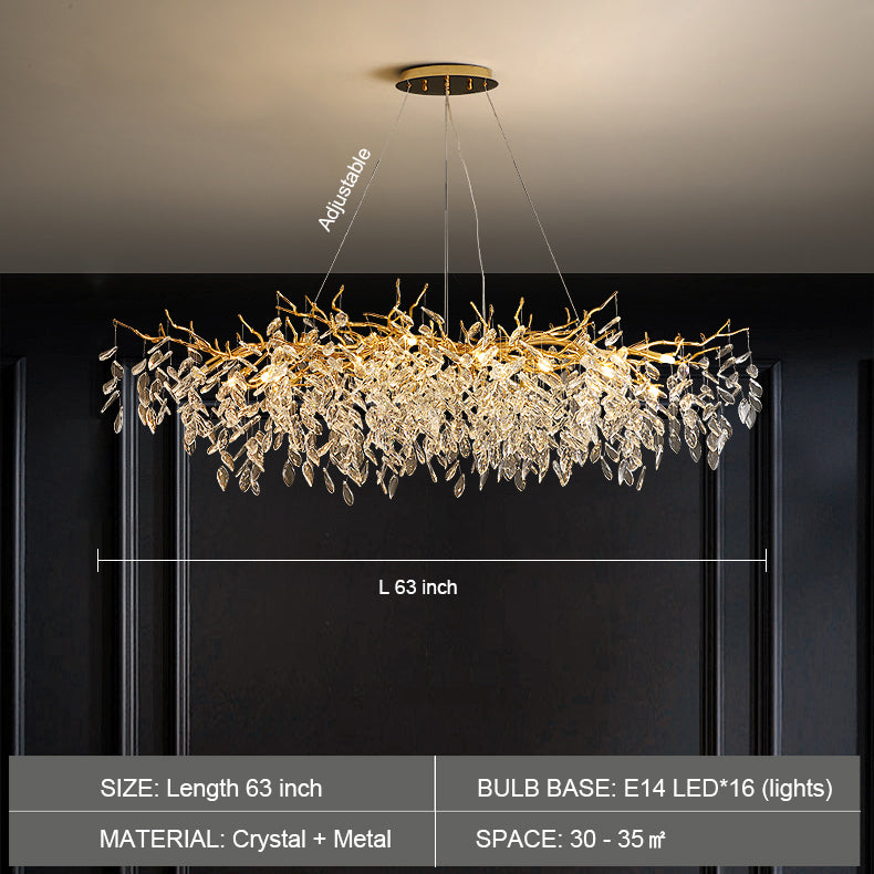 French Branch Elegant Crystal Leaves Chandelier - Riviko