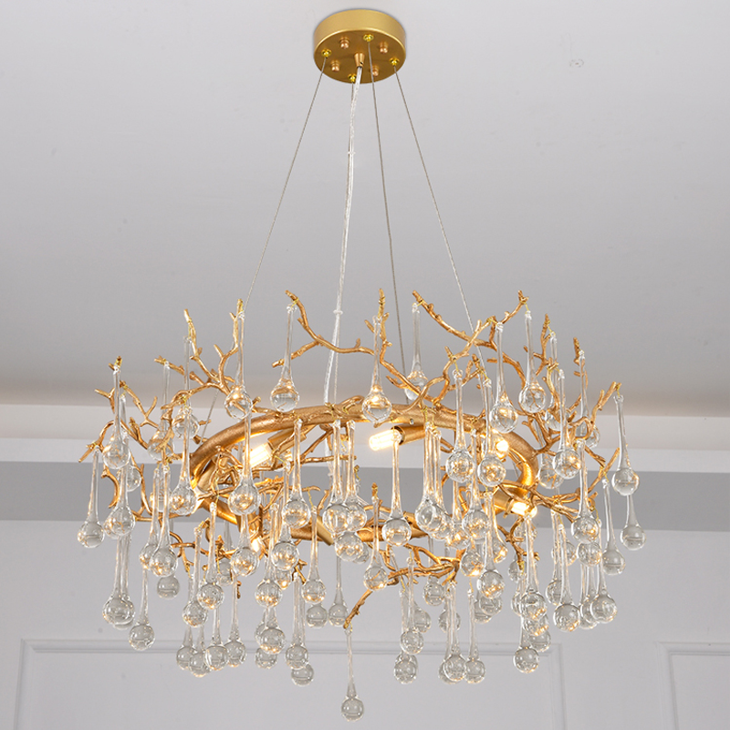 Riviko Dewdrop Bloom Brass Branch Chandelier - Background Shot