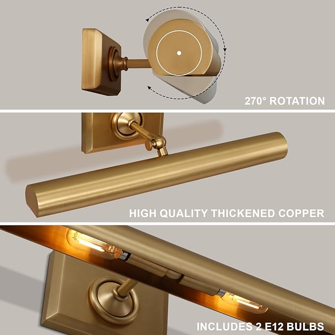 Riviko Gallery Refined Brass Picture Light - Background Shot