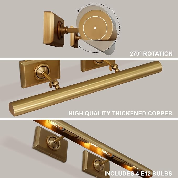 Riviko Gallery Refined Brass Picture Light - Background Shot