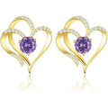 925 Sterling Silver Gold-Plated February Birthstone Stud Earrings
