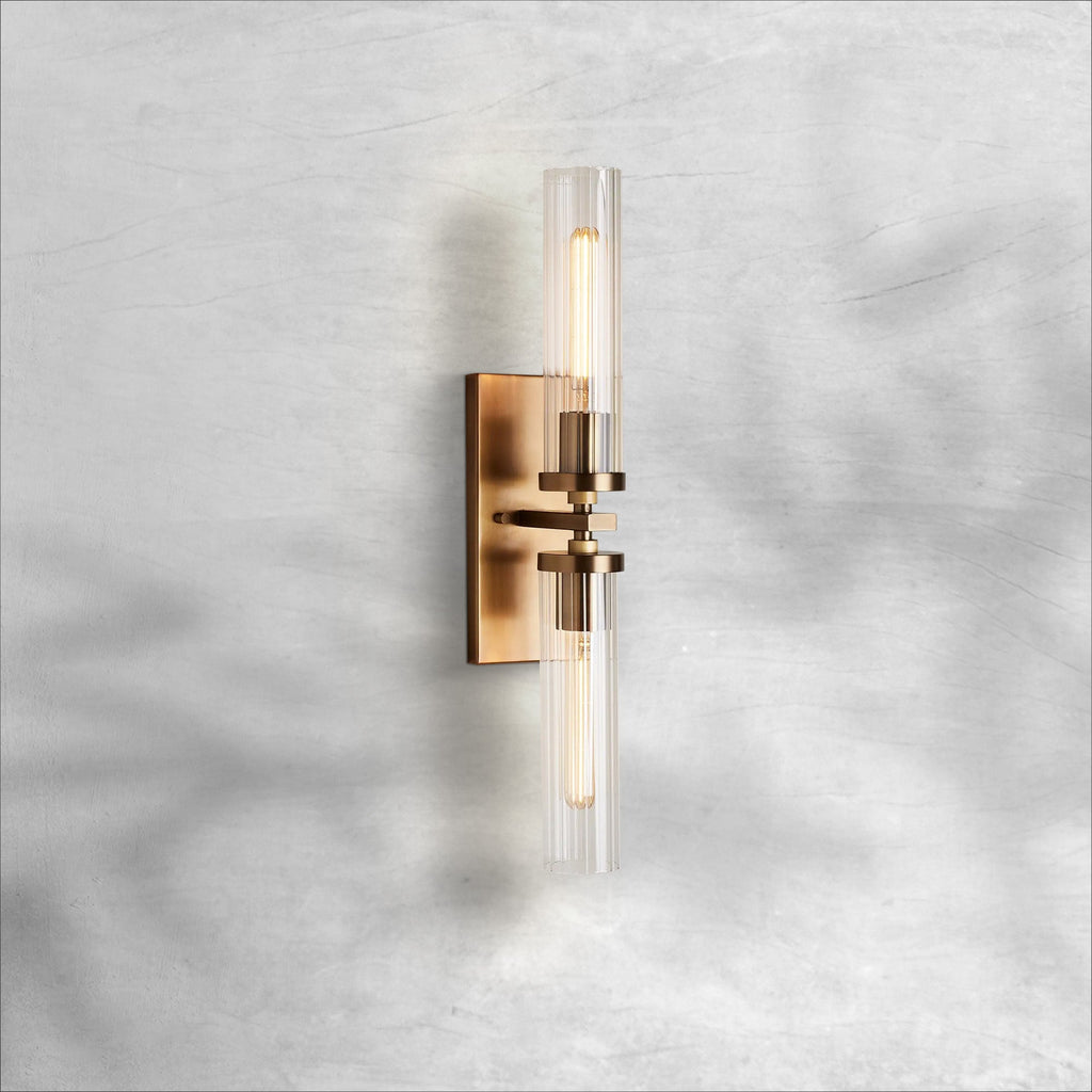 Riviko Aura Fluted 2-Light Wall Sconce - sophisticated American hallway alcove