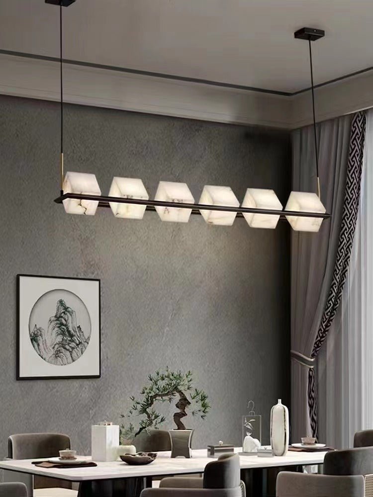 Alabaster Square Box Chandelier - Riviko