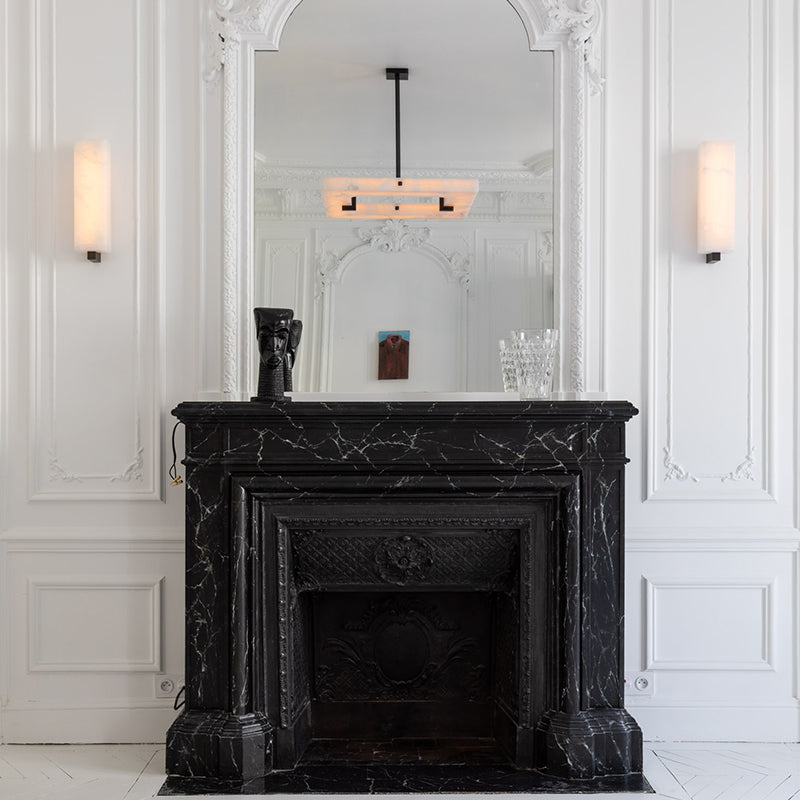 Maxine Modern Square Alabaster Living Room Chandelier Chandelier Riviko