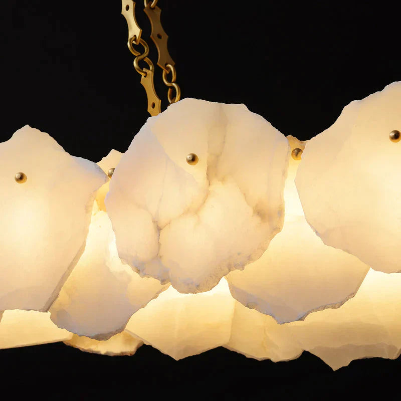 Carlos Alabaster Modern Snowflake Linear Chandelier with Chain chandelier Riviko