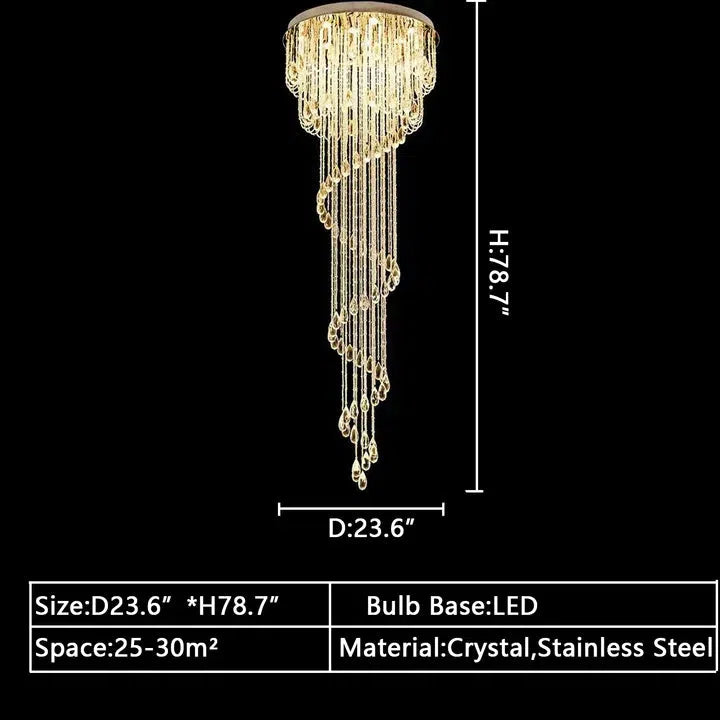 Riviko Grand Cascade Spiral Crystal Chandelier - Background Shot