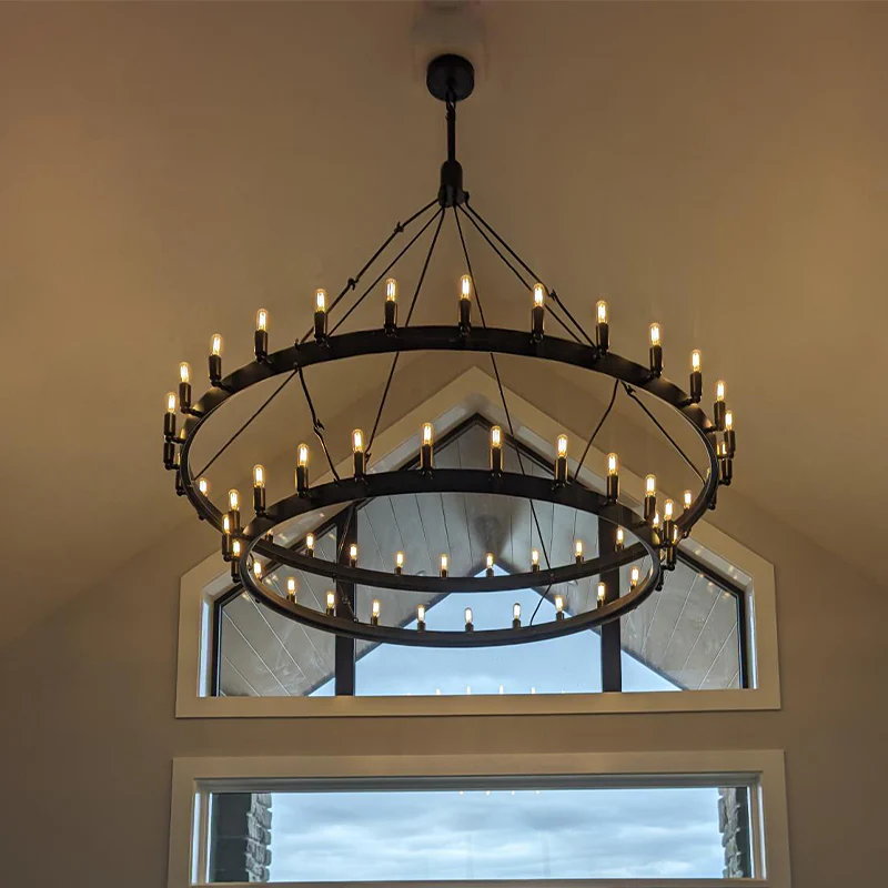 Celestine Vintage Filament Two-Tier Round Chandelier 71"